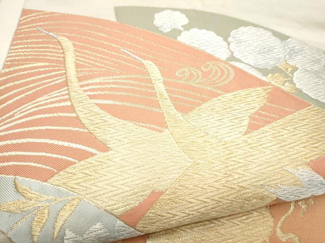 平和屋着物●西陣 川島織物 六通柄 本袋帯 地紙飛鶴草花文 金糸 正絹 逸品 CABM9860hy