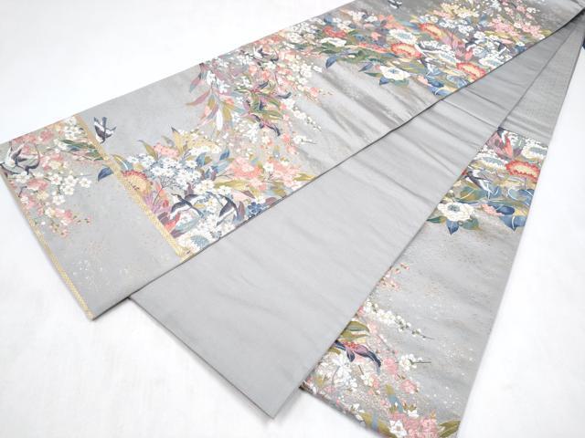平和屋着物●本加賀友禅作家 百貫華峰 となみ織物 六通柄袋帯 唐織 花樹鳥禽 純金箔 証紙付き 上代88万 正絹 逸品 CABM9863hy