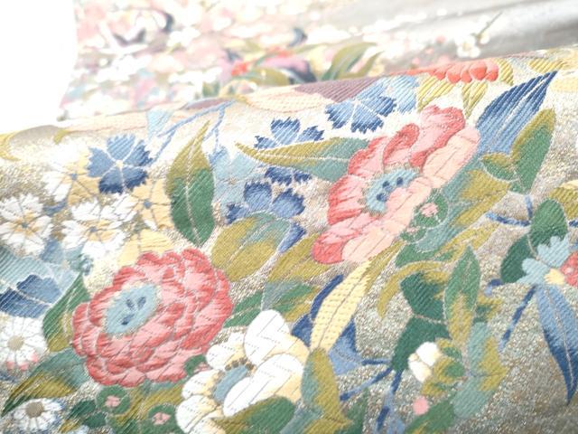 平和屋着物●本加賀友禅作家 百貫華峰 となみ織物 六通柄袋帯 唐織 花樹鳥禽 純金箔 証紙付き 上代88万 正絹 逸品 CABM9863hy