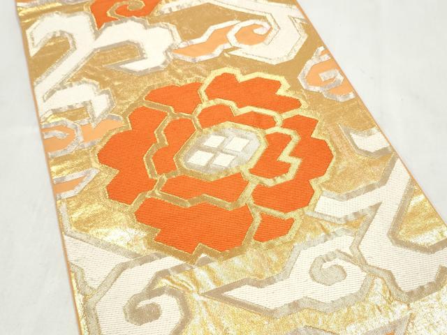 平和屋着物●西陣 川島織物 六通柄 本袋帯 花唐草文 金銀糸 正絹 逸品 CABM9871hy