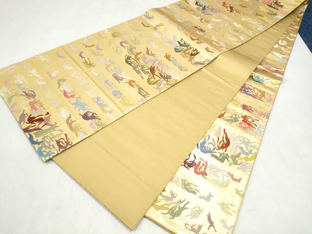 平和屋着物●世界的友禅作家 千地泰弘 全通柄袋帯 総刺繍 千地天女 正絹 逸品 CABM9872hy