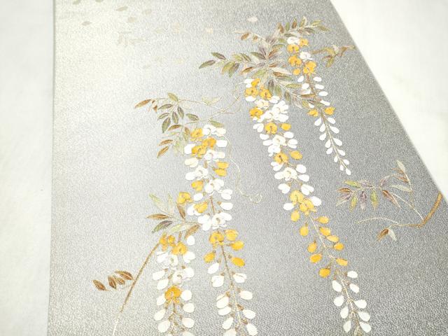 平和屋着物●太鼓柄袋帯 刺繍 藤花房 金彩 銀糸 正絹 逸品 CABM9875hy