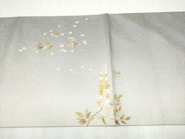 平和屋着物●太鼓柄袋帯 刺繍 藤花房 金彩 銀糸 正絹 逸品 CABM9875hy