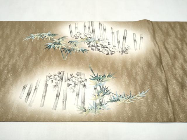 平和屋着物●伝統工芸士 京友禅染色作家 田家鬼彩 太鼓柄袋帯 風景文 銀通し地 正絹 逸品 CABM9876hy
