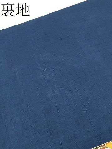 平和屋着物●全通柄 九寸名古屋帯 型染め 紬地 草花文 正絹 逸品 CABM9890hy