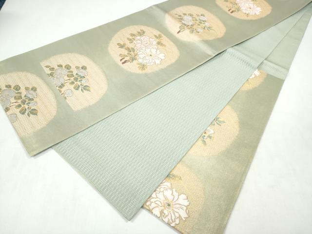 平和屋着物●六通柄袋帯 草花文 金糸 正絹 逸品 CABM9976hy