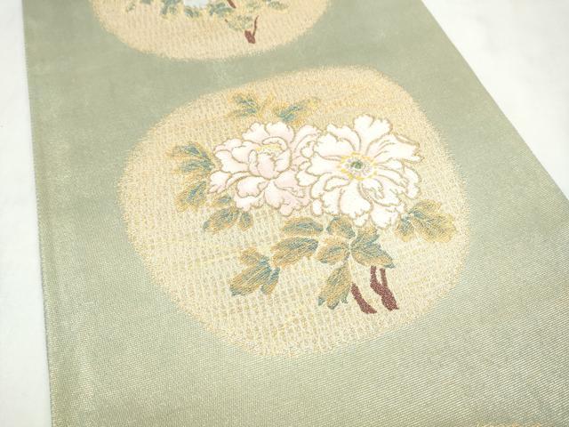 平和屋着物●六通柄袋帯 草花文 金糸 正絹 逸品 CABM9976hy