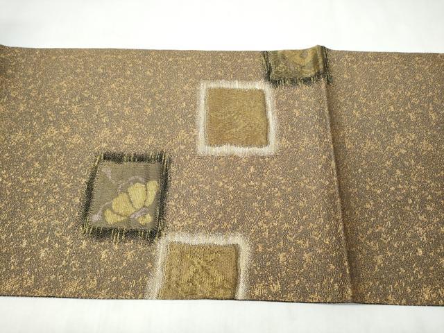 平和屋着物●六通柄袋帯 市松宝尽くし花文 金糸 正絹 逸品 CABM9977hy