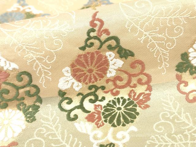 平和屋着物●伝統工芸士 松岡義人 六通柄袋帯 錦繍唐織 立涌菊唐草文 金糸 正絹 逸品 CABM9983hy