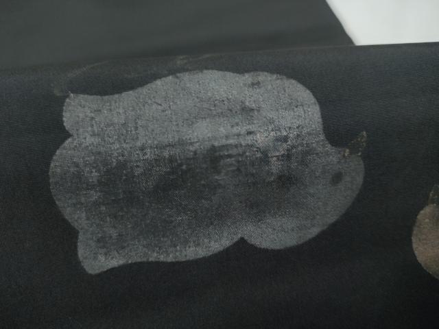 平和屋着物●アンティーク 大正ロマン 六通柄 京袋帯 鳥 黒地 金彩 正絹 逸品 CABM9986hy
