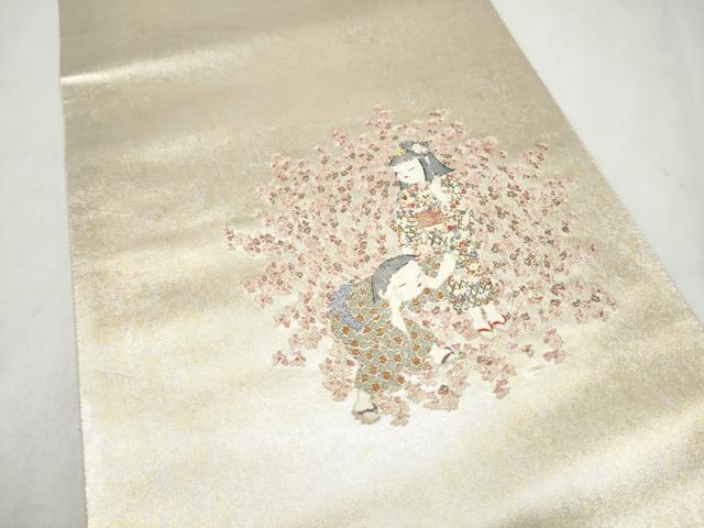 平和屋着物●加賀友禅の巨匠 初代 由水十久 西陣 長嶋成織物 ながしま帯 太鼓柄袋帯 幻花譜 瀞銀錦 正絹 逸品 CABM9998hy