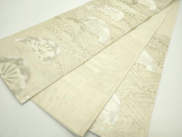 平和屋着物*夏物 六通柄袋帯 立波片輪車文 金銀糸 正絹 逸品 CABN0136rv