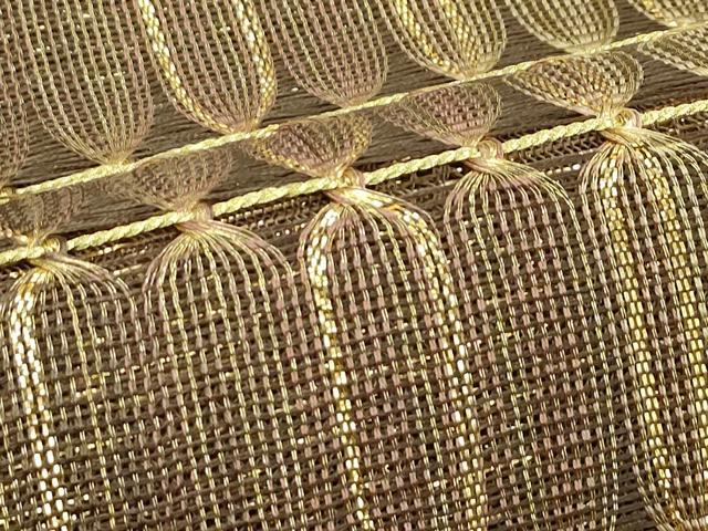 平和屋着物*夏物 ひなや工房 くむ・あむ・おる 伊豆蔵明彦 組織 太鼓柄袋帯 金糸 正絹 逸品 CABN0139rv