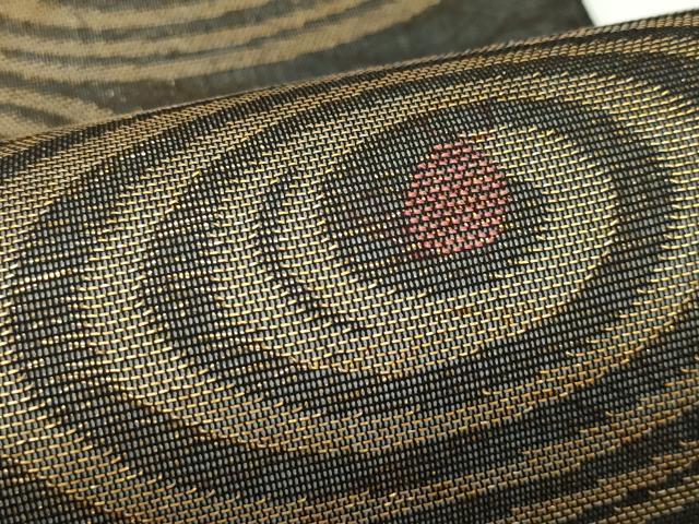 平和屋着物*夏物 全通柄袋帯 渦巻文 黒地 金糸 正絹 逸品 CABN0140rv