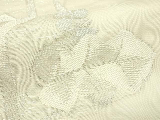 平和屋着物*夏物 六通柄袋帯 草花文 銀糸 正絹 逸品 CABN0181rv