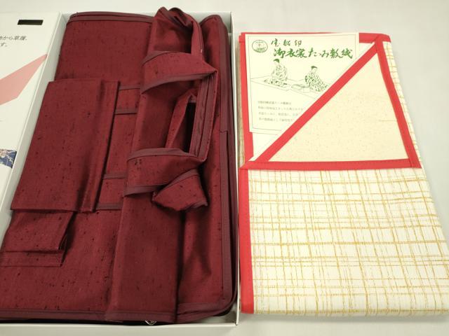 平和屋着物▼和装小物 着付収納バッグ・衣裳たたみ敷紙セット 紬織 臙脂色 着付け 旅行 イベント 逸品 CABN0825ju