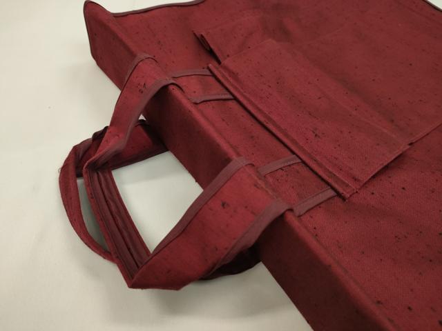 平和屋着物▼和装小物 着付収納バッグ・衣裳たたみ敷紙セット 紬織 臙脂色 着付け 旅行 イベント 逸品 CABN0825ju