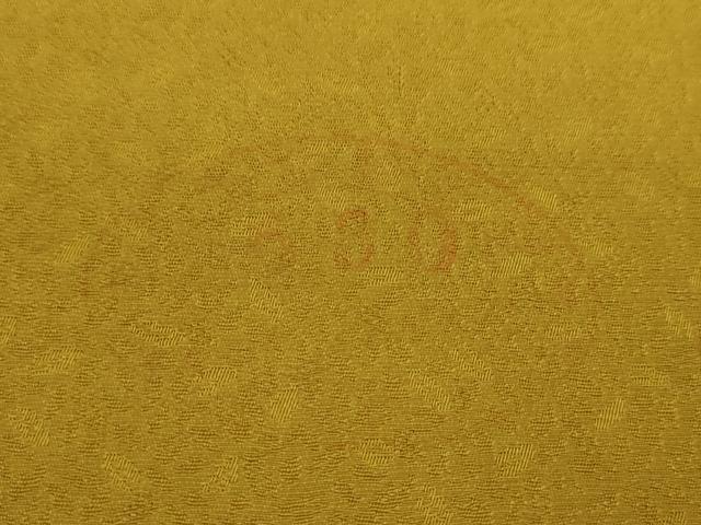 平和屋着物●色無地 反物 葉尽くし地紋 山吹茶色 八掛付き 着尺 逸品 未使用 CABN0863ju