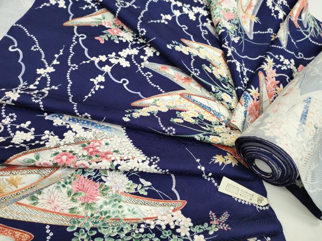 平和屋着物●創業460年・千總 小紋 反物 雪輪重ね舟花文 金彩 着尺 逸品 未使用 CABN0875ju