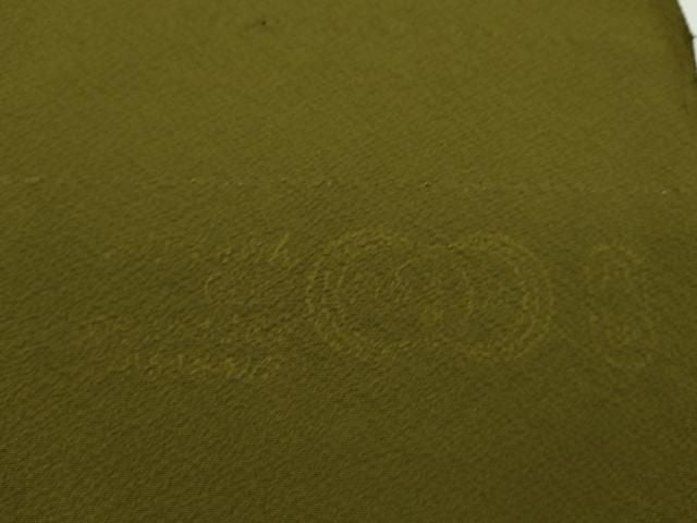 平和屋着物●小紋 反物 総刺繍 うさぎ丸文 鶯茶色 金銀糸 丹後ちりめん 着尺 逸品 未使用 CABN1025ju