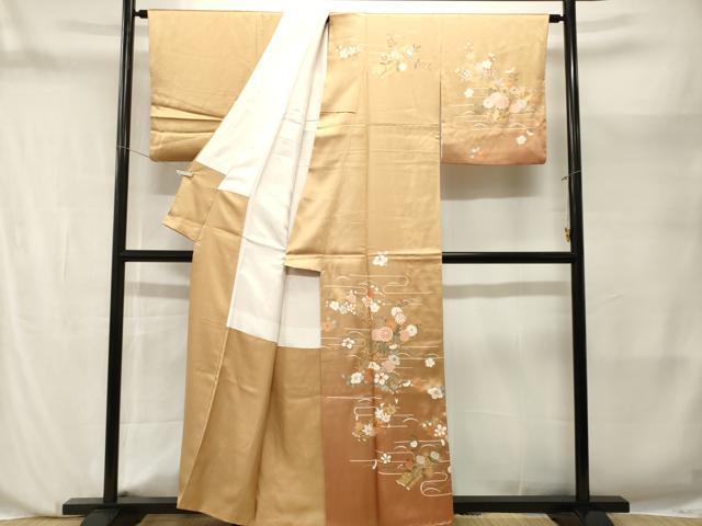 平和屋着物■訪問着 花筏文 暈し染め 金彩 正絹 逸品 CABN1202ev