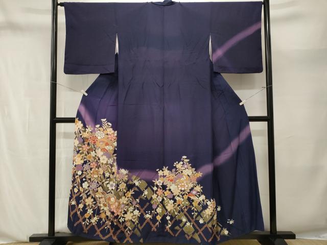 平和屋着物■訪問着 籬雪輪飛鶴枝垂れ花文 暈し染め 金彩 正絹 逸品 CABN1219ev