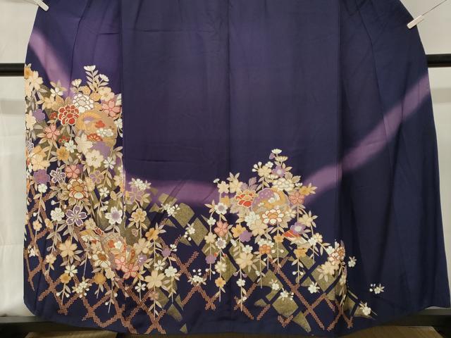 平和屋着物■訪問着 籬雪輪飛鶴枝垂れ花文 暈し染め 金彩 正絹 逸品 CABN1219ev