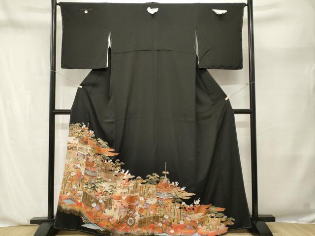 平和屋着物■豪華黒留袖 松竹梅 鉾花文 暈し染め 金彩 正絹 逸品 未使用 CABN1223ev