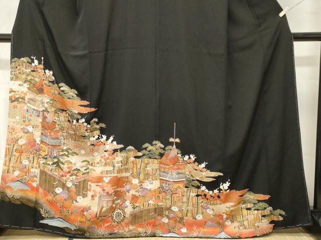 平和屋着物■豪華黒留袖 松竹梅 鉾花文 暈し染め 金彩 正絹 逸品 未使用 CABN1223ev