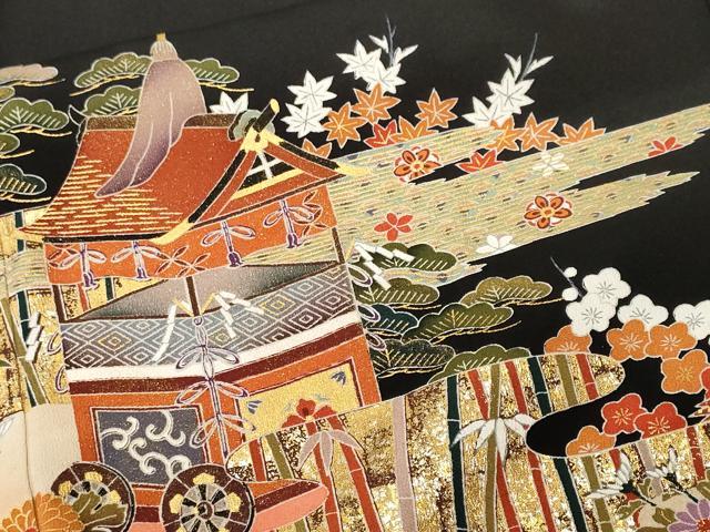 平和屋着物■豪華黒留袖 松竹梅 鉾花文 暈し染め 金彩 正絹 逸品 未使用 CABN1223ev