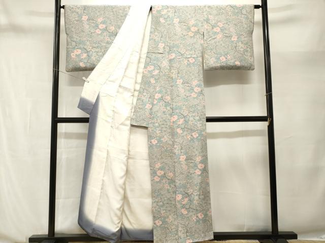 平和屋着物■上質な小紋 流水枝花文 正絹 逸品 CABN1225ev