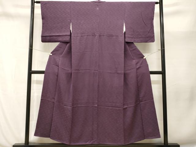 平和屋着物■上質な色無地 唐草 笹地紋 葡萄色 正絹 逸品 CABN1229ev