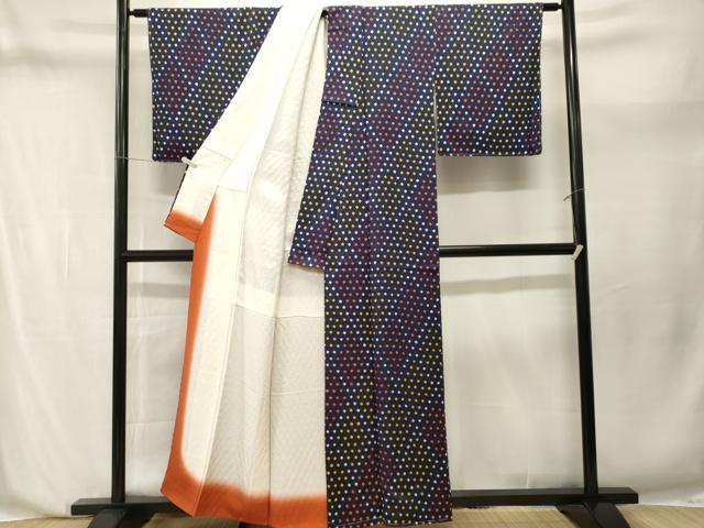 平和屋着物■上質な小紋 総絞り 菱文 正絹 逸品 CABN1243ev
