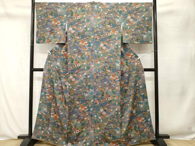 平和屋着物■上質な小紋 切嵌鳳凰草花文 暈し染め 金彩 鬼しぼ縮緬 正絹 逸品 CABN1273ev