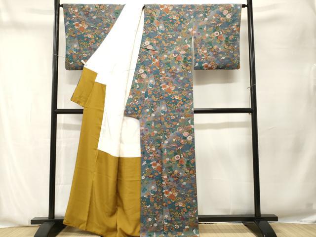 平和屋着物■上質な小紋 切嵌鳳凰草花文 暈し染め 金彩 鬼しぼ縮緬 正絹 逸品 CABN1273ev