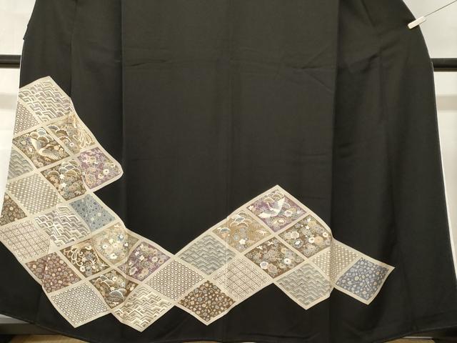 平和屋着物■豪華黒留袖 駒刺繍 天井飛鶴草花文 金彩 正絹 逸品 CABN1303ev