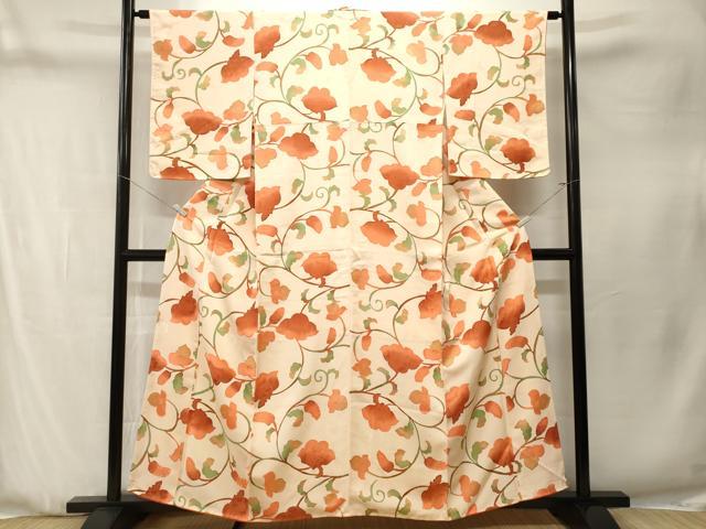 平和屋着物■上質な小紋 地紋起こし 枝花文 暈し染め 正絹 逸品 CABN1310ev
