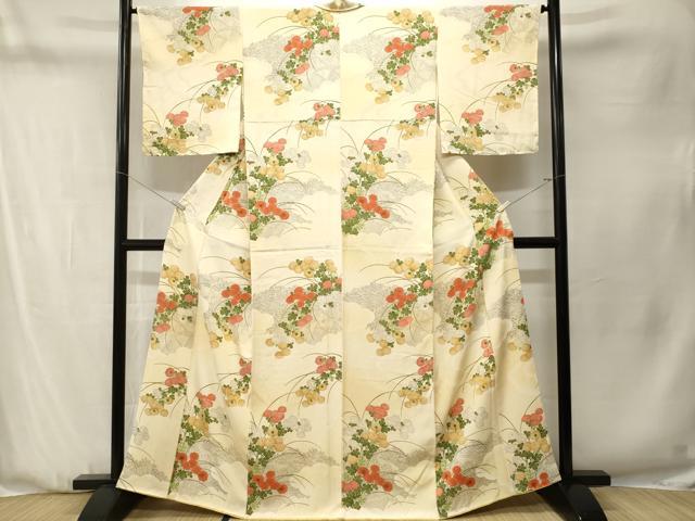 平和屋着物■訪問着 芒枝菊文 暈し染め 正絹 逸品 CABN1330ev