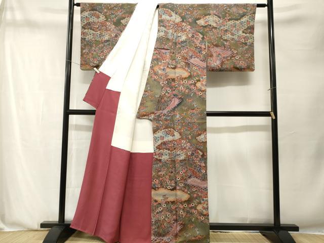 平和屋着物■上質な小紋 吉祥笹竹梅文 暈し染め 鬼しぼ縮緬 正絹 逸品 CABN1360ev
