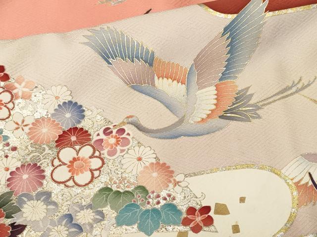 平和屋着物■豪華振袖 松竹梅宝尽し飛鶴花文 暈し染め 金銀彩 正絹 逸品 CABN1367ev