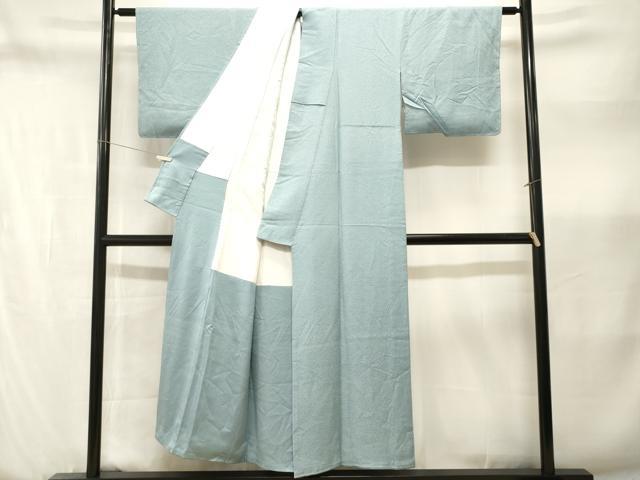 平和屋着物■本草木染作家 瑞寶 色無地 霞地紋 水色 正絹 逸品 CABN1372ev