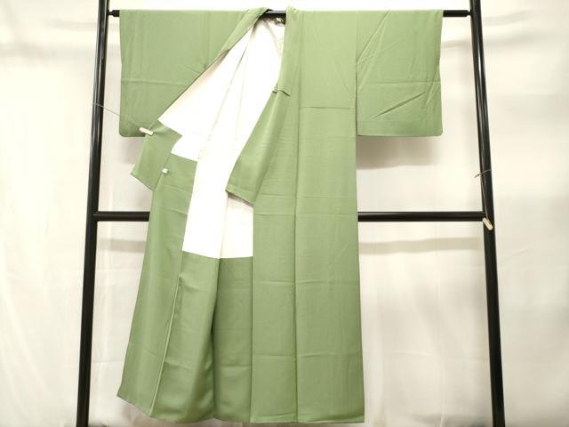 平和屋着物■上質な色無地 柳色 正絹 逸品 CABN1375ev