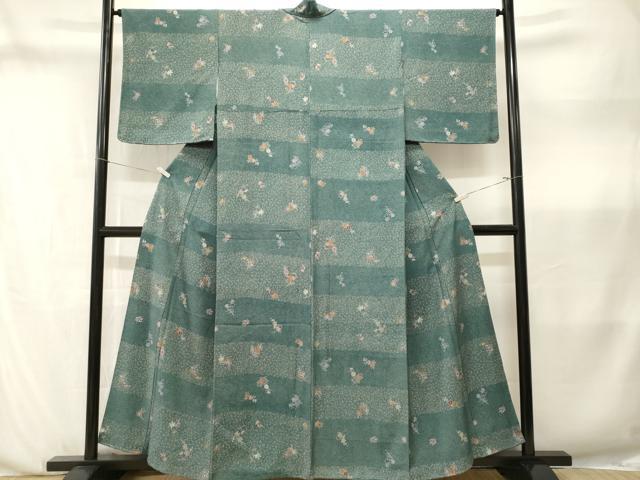 平和屋着物■上質な小紋 大小霰枝花蝶文 金彩 正絹 逸品 CABN1378ev