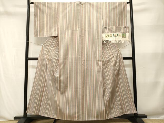 平和屋着物■真綿結城紬 縞 証紙付き 正絹 逸品 CABN1380ev