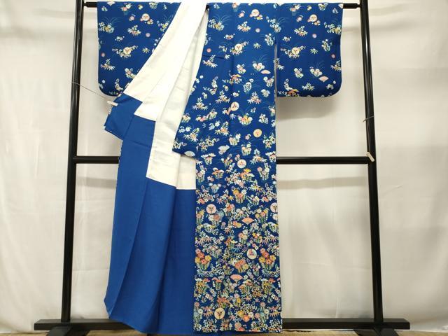 平和屋着物■色留訪問着 扇面草花文 正絹 逸品 CABN1383ev