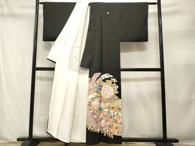 平和屋着物■豪華黒留袖 作家物 雪輪熨斗吉祥花文 正絹 逸品 CABN1389ev