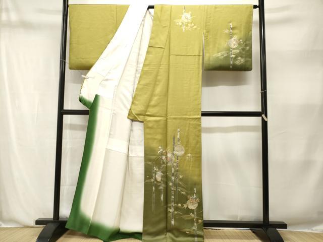 平和屋着物■訪問着 雪輪松竹梅花文 暈し染め 金銀彩 正絹 逸品 CABN1390ev