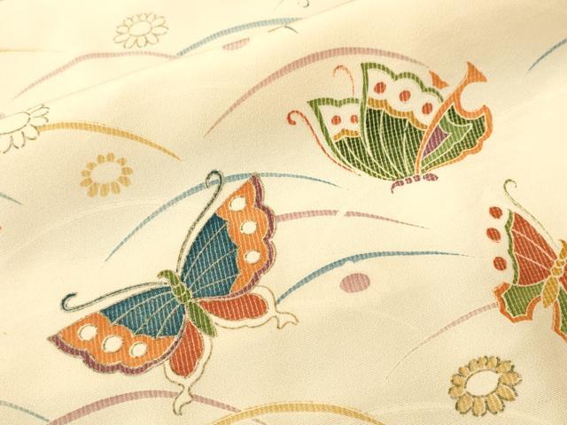 平和屋着物■上質な小紋 露芝花蝶文 正絹 逸品 CABN1402ev