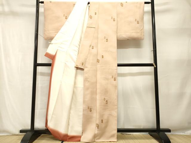平和屋着物■上質な小紋 飛鶴花文 暈し染め 正絹 逸品 CABN1403ev