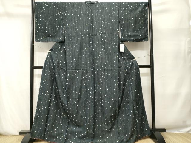 平和屋着物■小紋 大小霰 黒地 洗える着物 CABN1435ev
